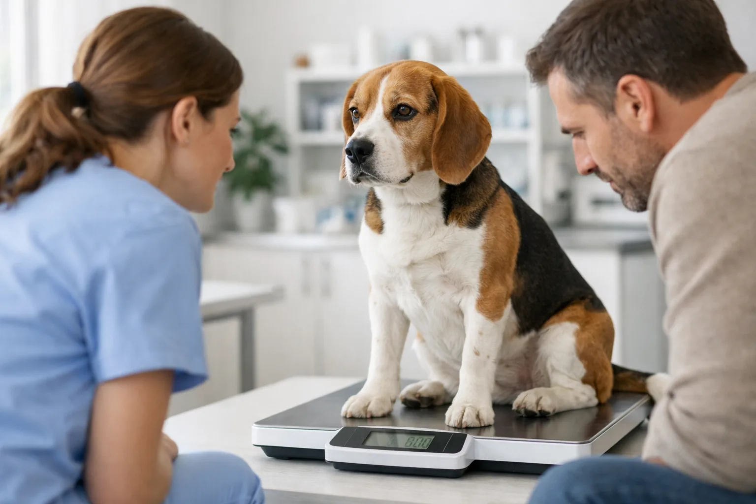 chien balance pesée suivi poids progression vétérinaire