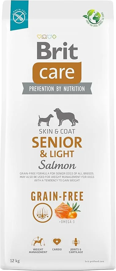 croquettes Brit Care Grain-free Senior Light saumon pommes de terre chien âgé surpoids