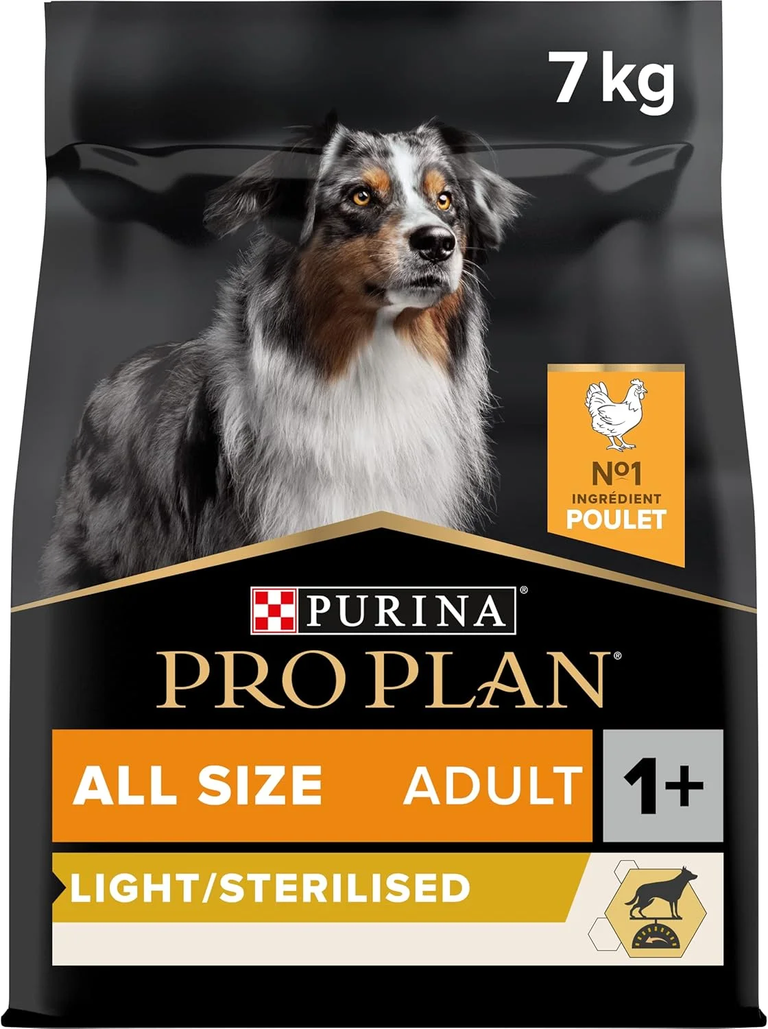 croquettes Purina Pro Plan Light Stérilisé chien adulte toutes tailles 7kg