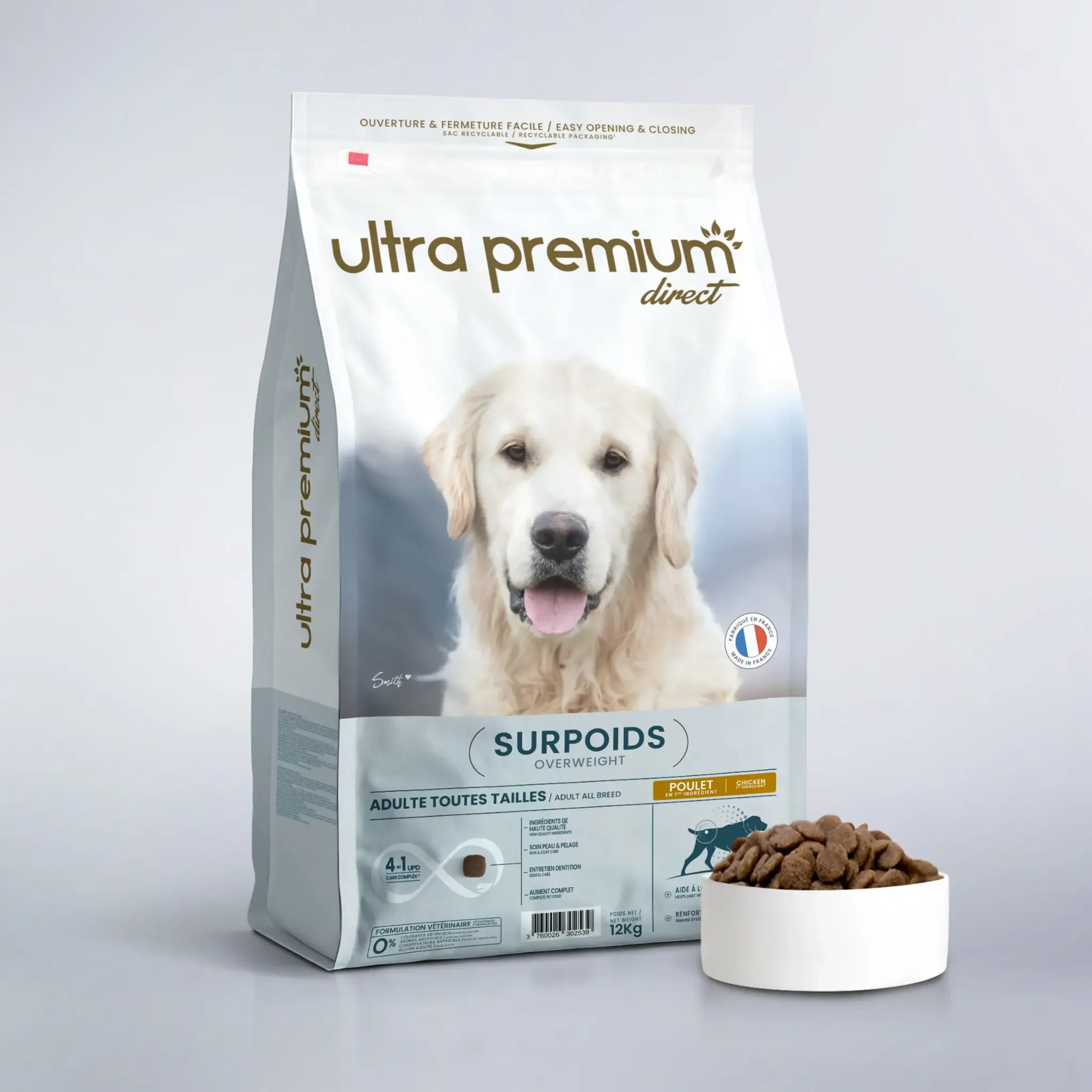 croquettes UltraPremiumDirect Light Care Stérilisé chien adulte surpoids poulet